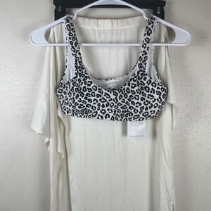 Buffbunny Leopard Ribbed Bikini Top & Cream Maxi Skirt Cover Up Set NWT XS
